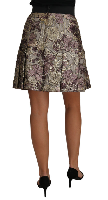Elegante falda jacquard floral de corte A