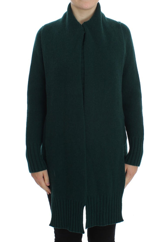 Elegante suéter tipo cárdigan de cachemira verde