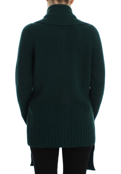 Elegante suéter tipo cárdigan de cachemira verde