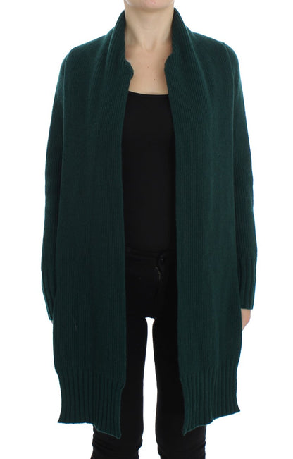 Elegante suéter tipo cárdigan de cachemira verde