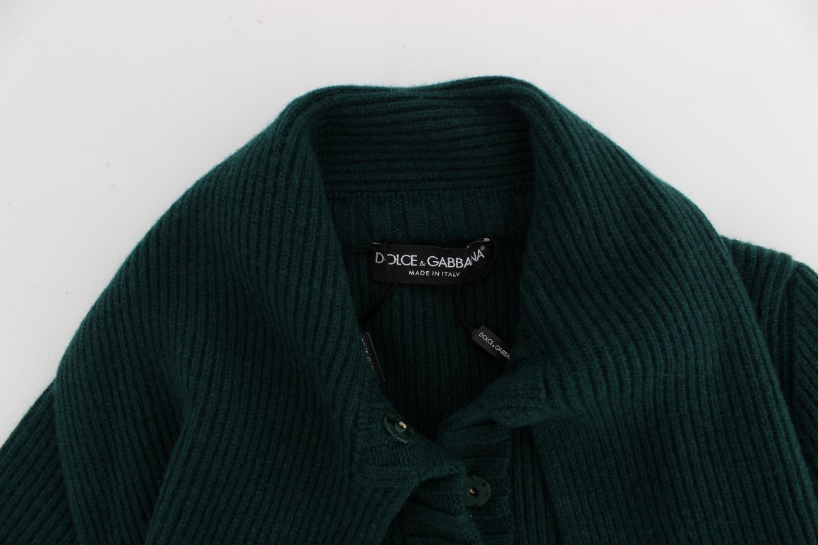 Elegante suéter tipo cárdigan de cachemira verde