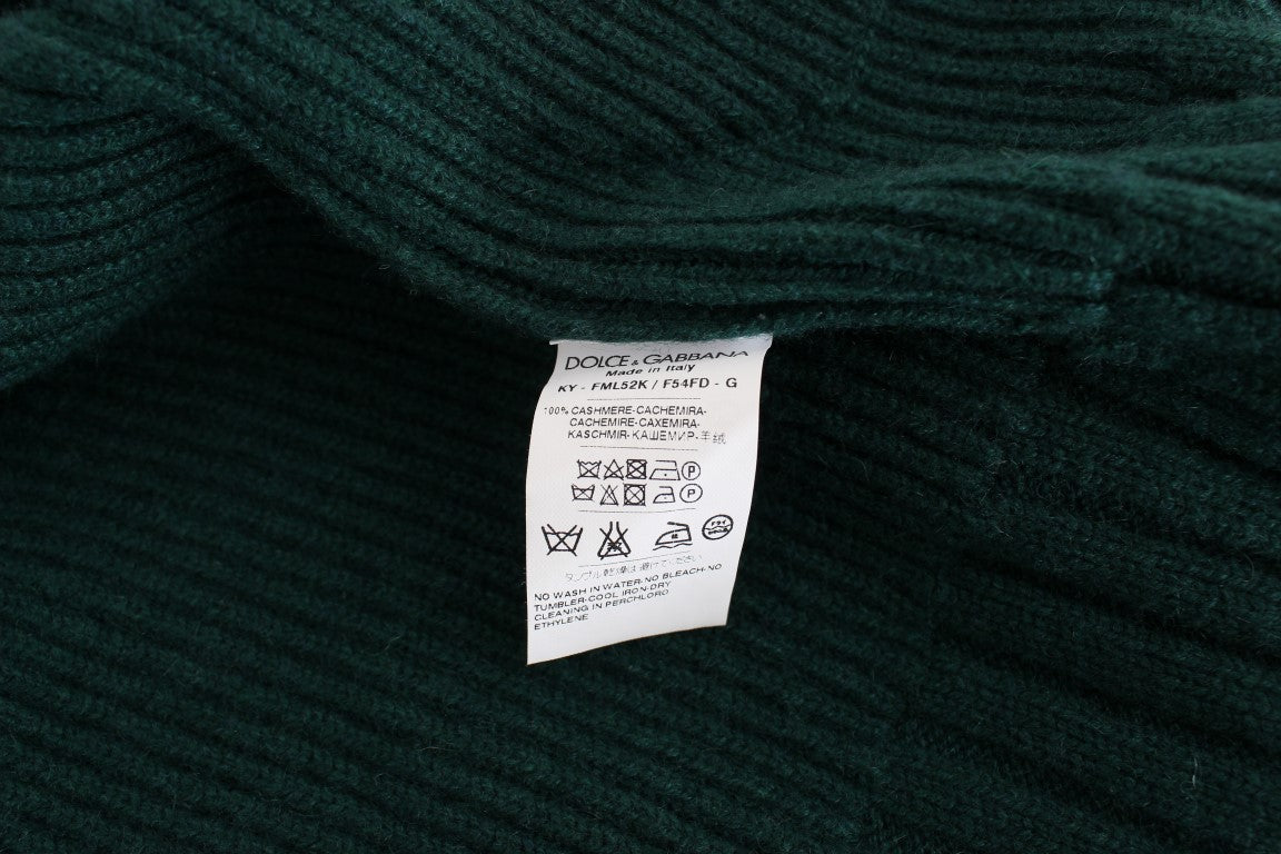 Elegante suéter tipo cárdigan de cachemira verde