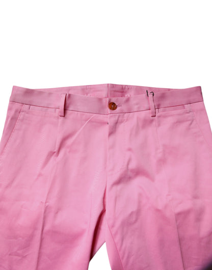 Pink Cotton Slim Fit Men Dress Formal Pants