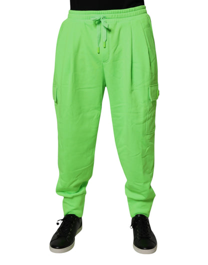 Neon Green Cargo Jogger Men Sweatpants Pants