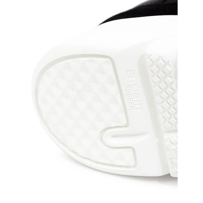 Black And White Fabric And Leather Sneaker