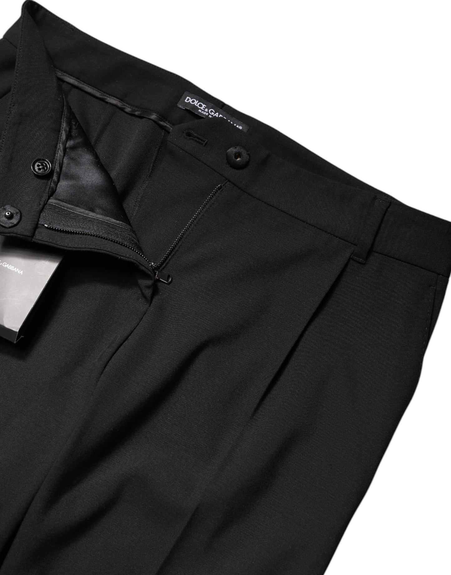 Black Wool High Waist Boot Cut Dress Pants