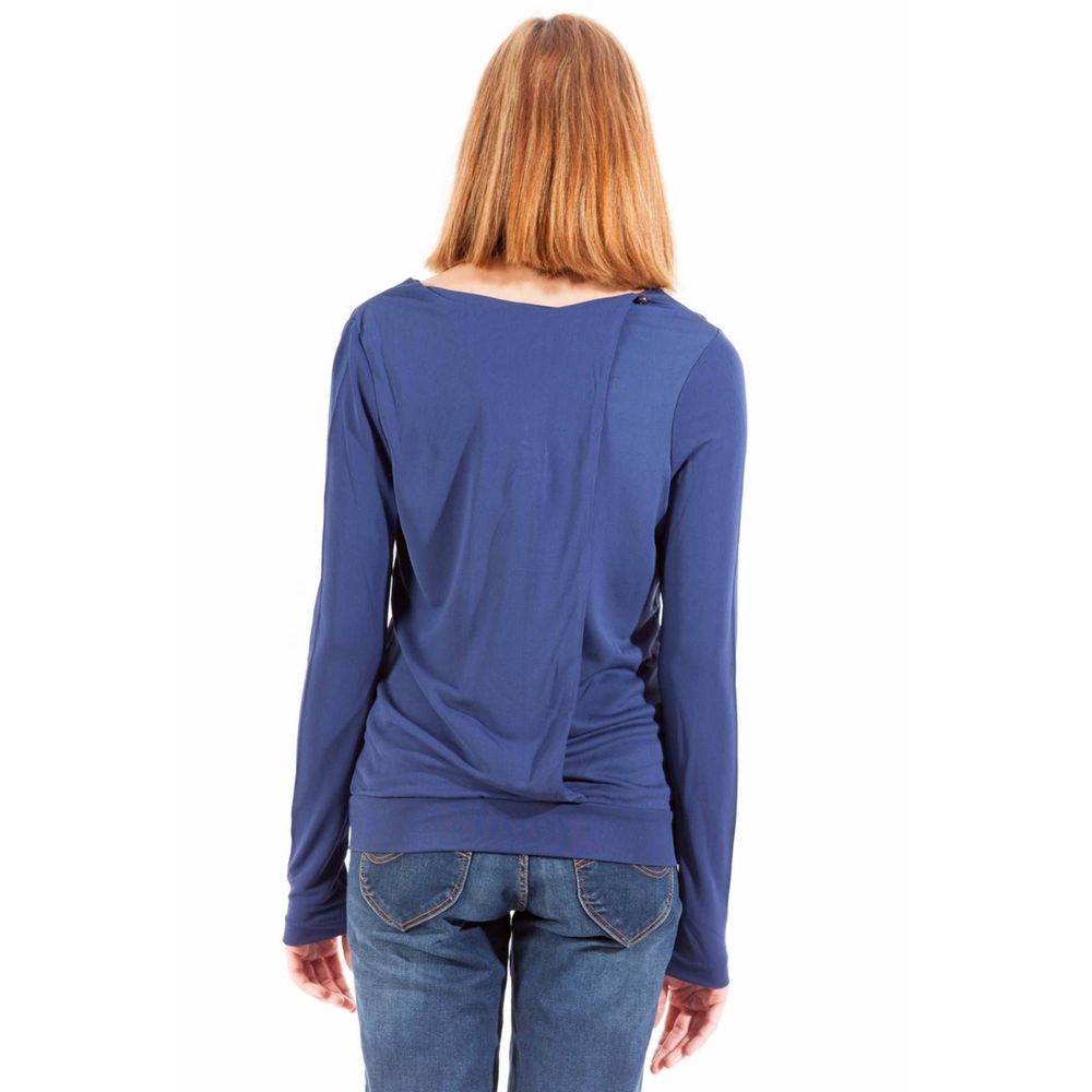 Blue Viscose Women T-Shirt