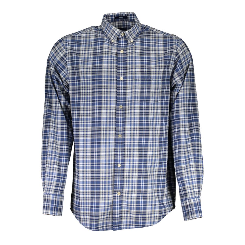 Camisa de algodón azul para hombre
