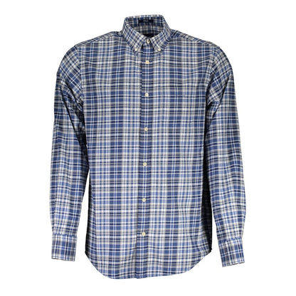 Camisa de algodón azul para hombre