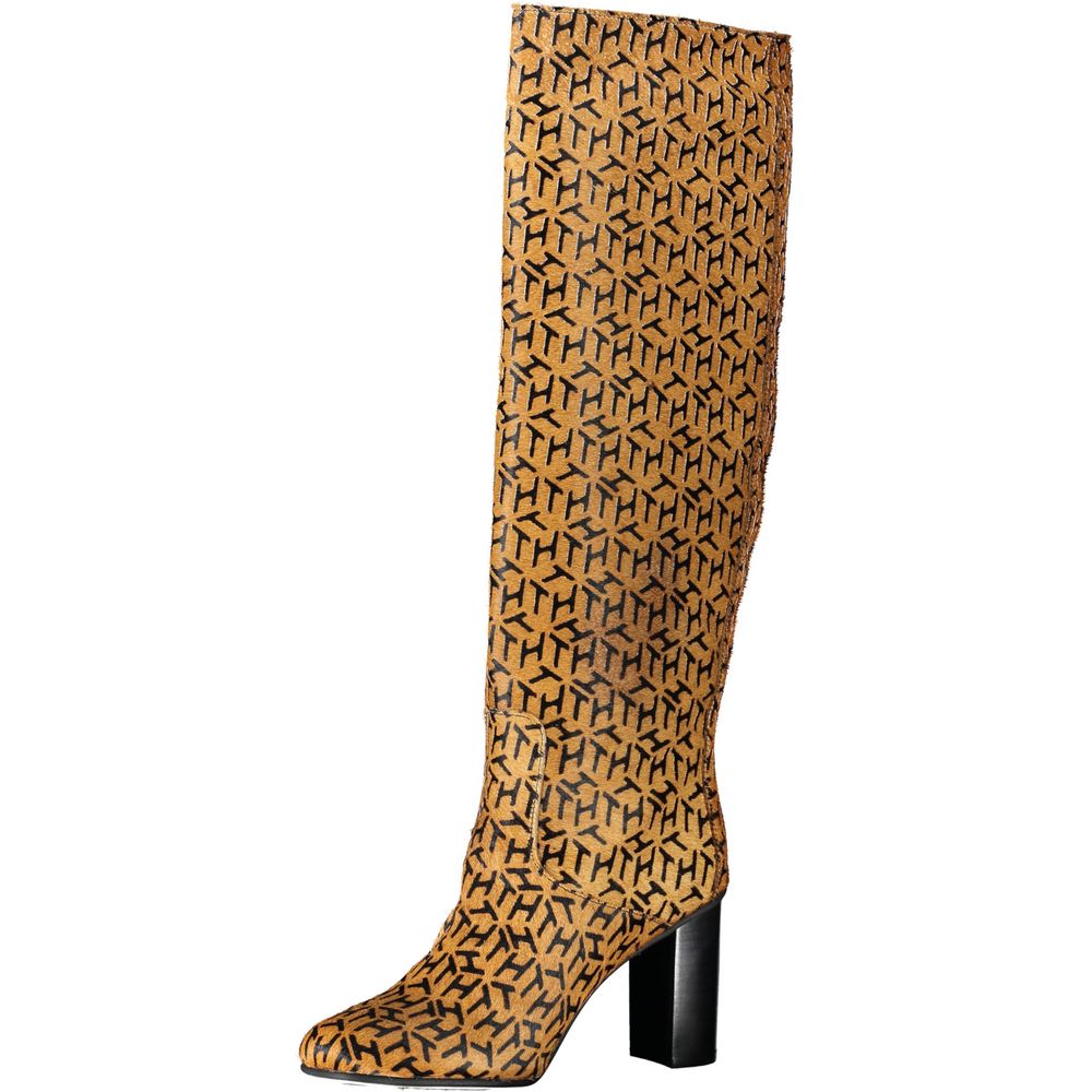 Beige Leather Womens High Boot