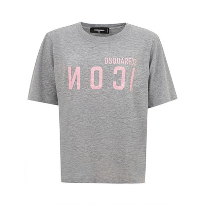 Elegante top de algodón gris para mujer