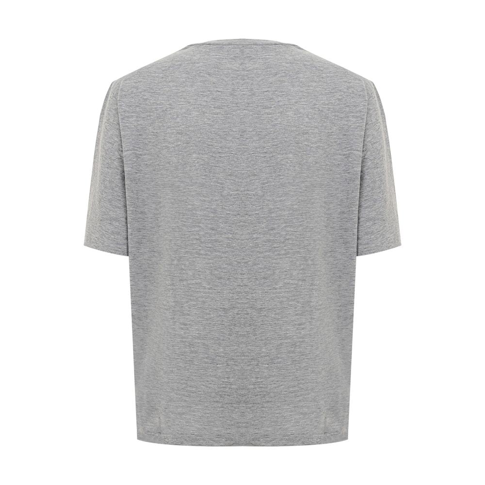 Elegante top de algodón gris para mujer