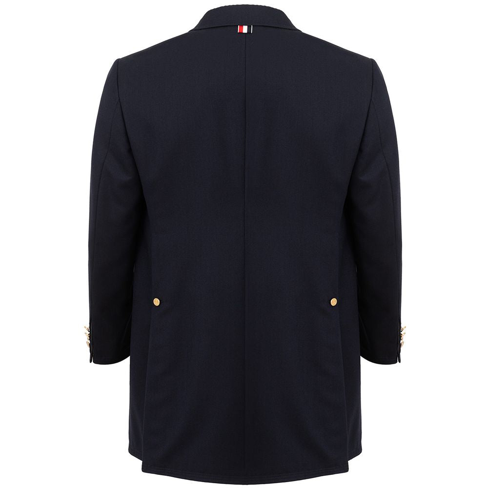 Elegante chaqueta de lana en azul característico