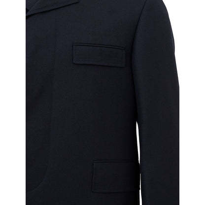 Elegante chaqueta de lana en azul característico
