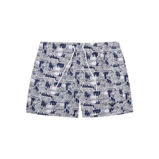 Elegantes pantalones cortos de baño de poliéster blanco