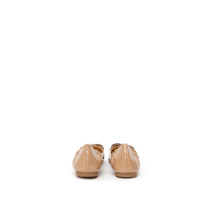 Beige Patent Leather Ballet Flat