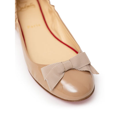Beige Patent Leather Ballet Flat