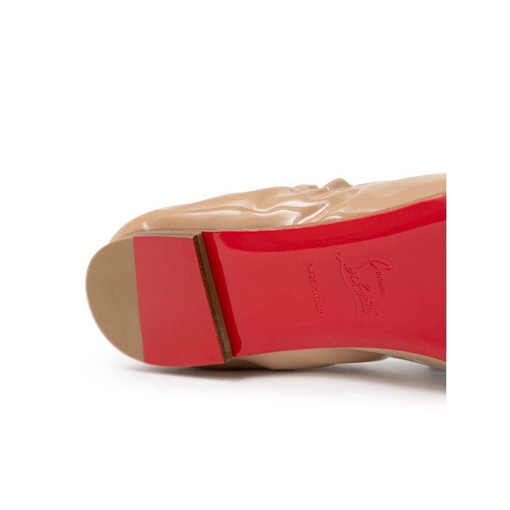 Beige Patent Leather Ballet Flat