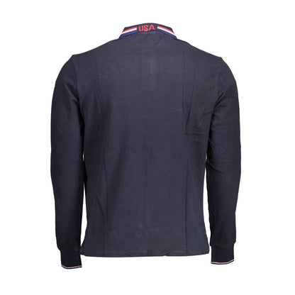 Blue Cotton Men Polo Shirt