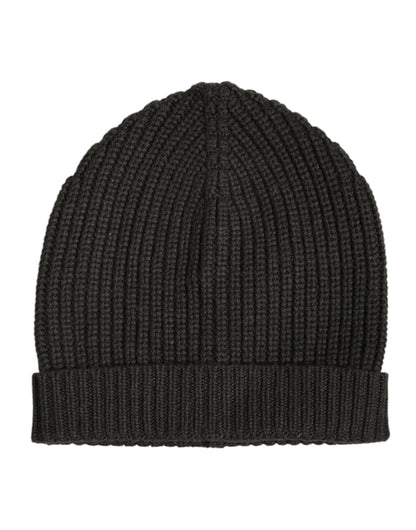 Dark Gray Cashmere Knit Winter Beanie Hat