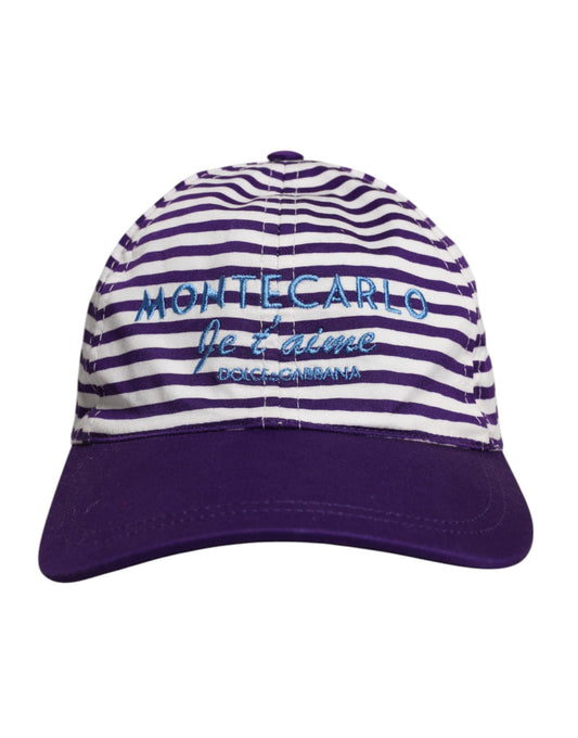 White Purple Stripe Cotton Women Baseball Cap
