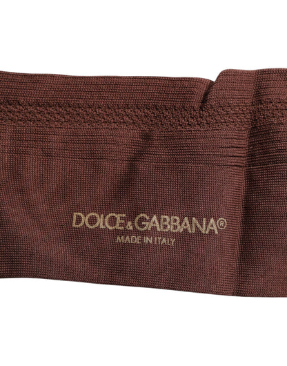 Brown Stretch Logo Print Mid Calf Socks