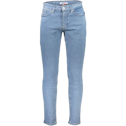Light Blue Cotton Men Slim Tapered Jean