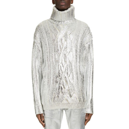 Brown Wool Men Turtleneck Sweater