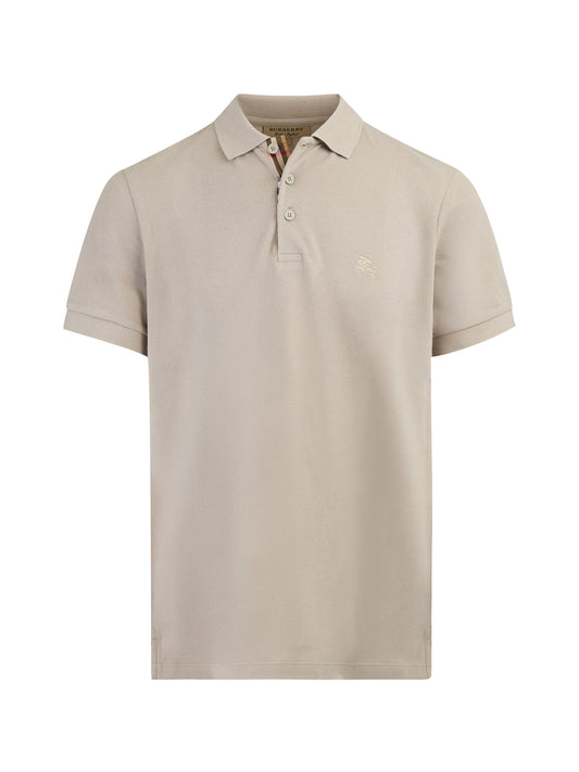 Polo de algodón con cuello en color piedra pálido