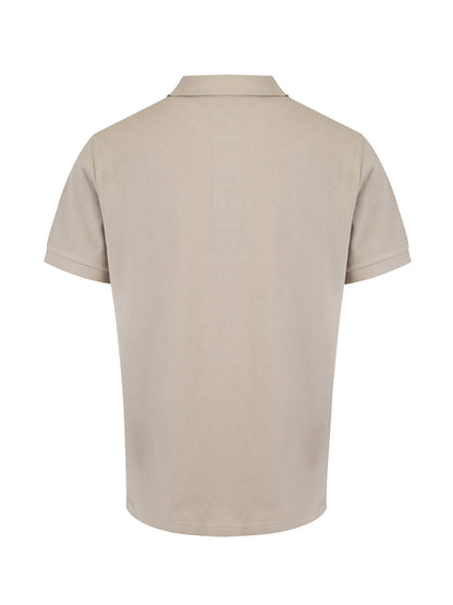 Polo de algodón con cuello en color piedra pálido