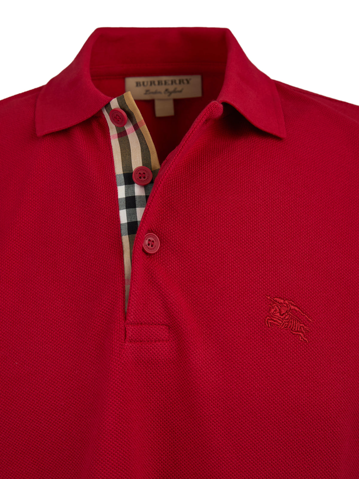 Polo rojo de algodón con cuello