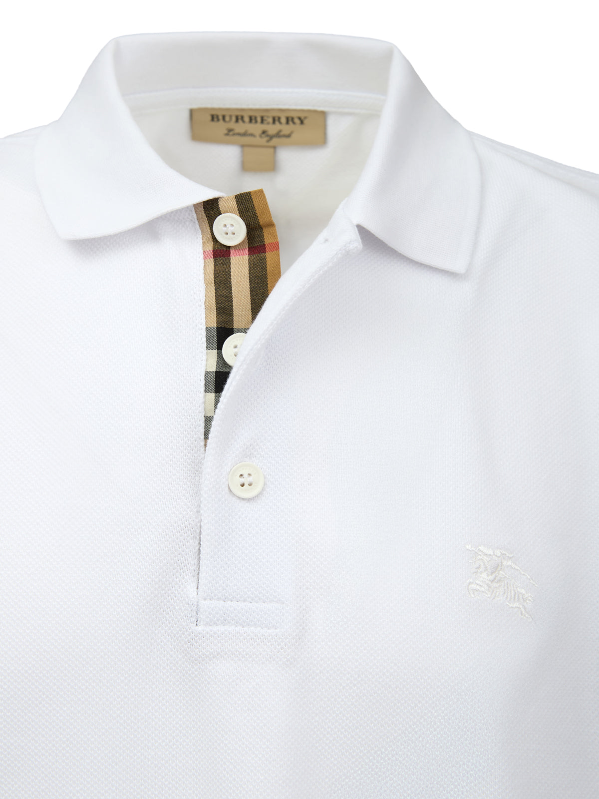 Polo blanco de algodón con cuello