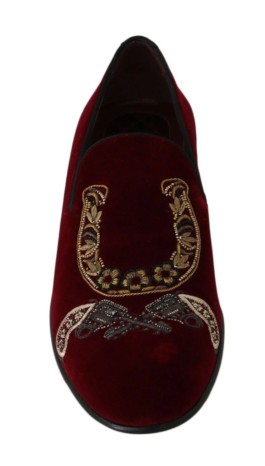 Mocasines de hombre con lentejuelas de terciopelo burdeos