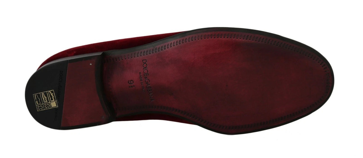 Mocasines de hombre con lentejuelas de terciopelo burdeos