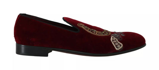 Mocasines de hombre con lentejuelas de terciopelo burdeos