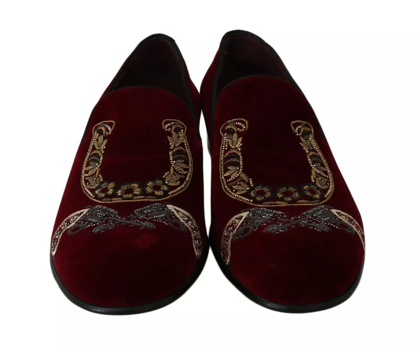 Mocasines de hombre con lentejuelas de terciopelo burdeos