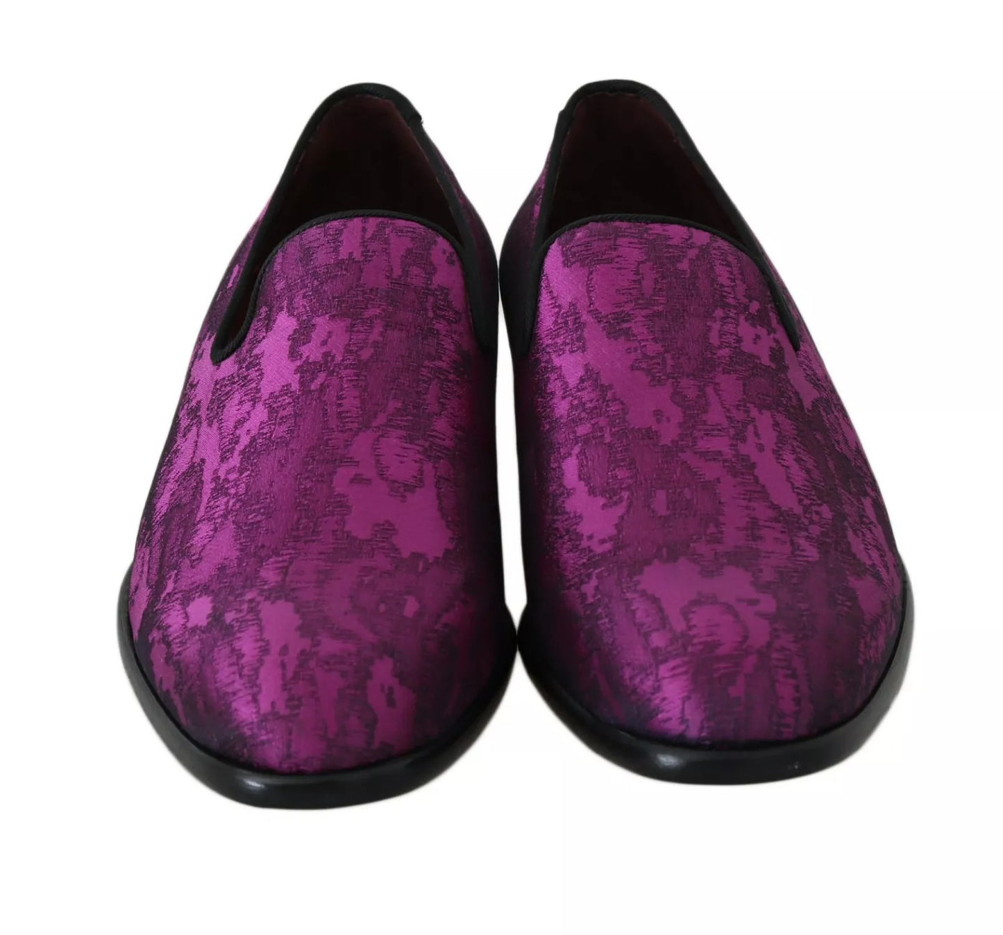Elegantes mocasines de mezcla de seda y lana en morado