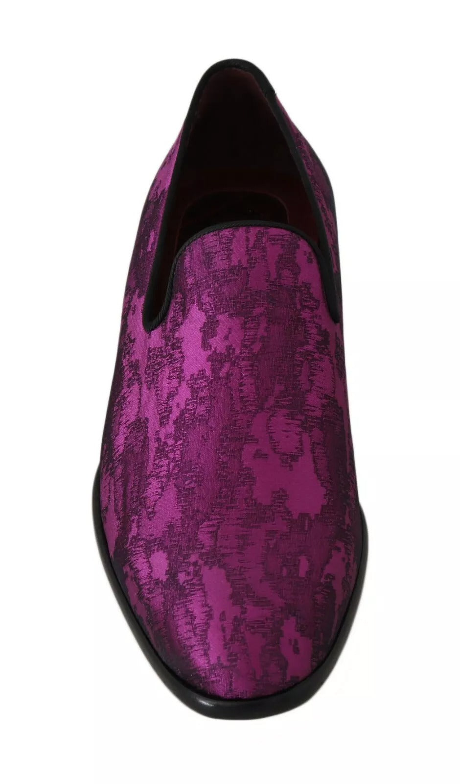 Elegantes mocasines de mezcla de seda y lana en morado
