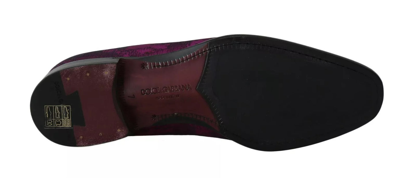 Elegantes mocasines de mezcla de seda y lana en morado