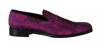 Elegantes mocasines de mezcla de seda y lana en morado