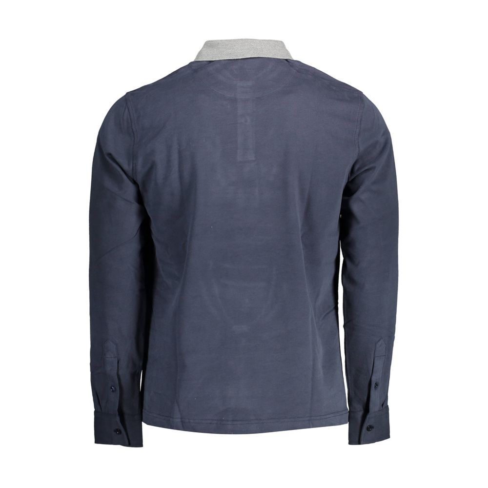 Blue Cotton Men Polo Shirt