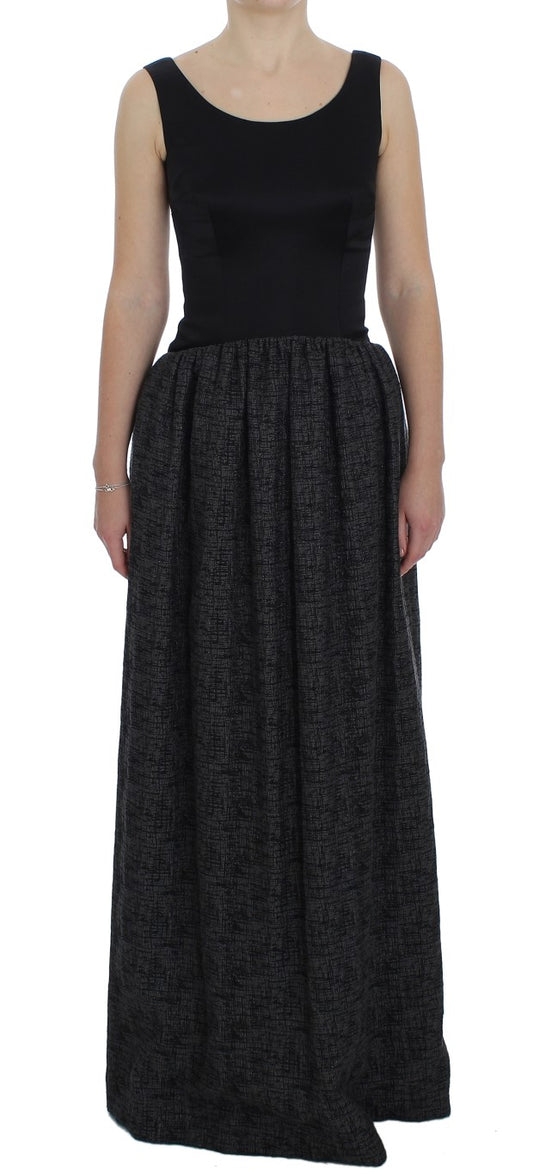 Elegante vestido negro largo hasta el suelo
