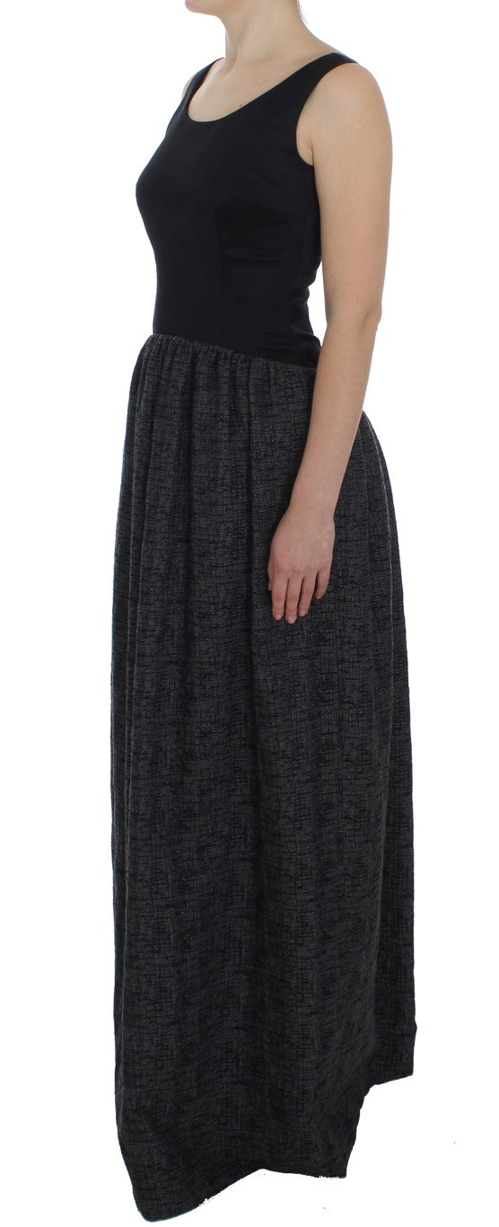 Elegante vestido negro largo hasta el suelo