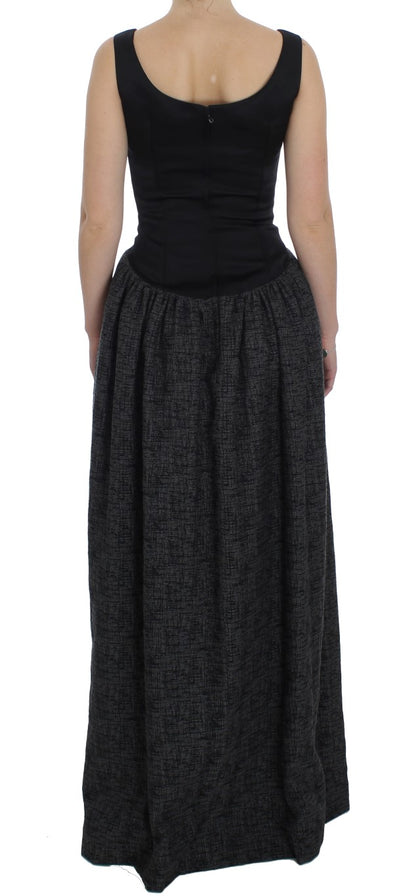 Elegante vestido negro largo hasta el suelo