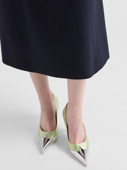 Satin And Metallic Leather Pumps