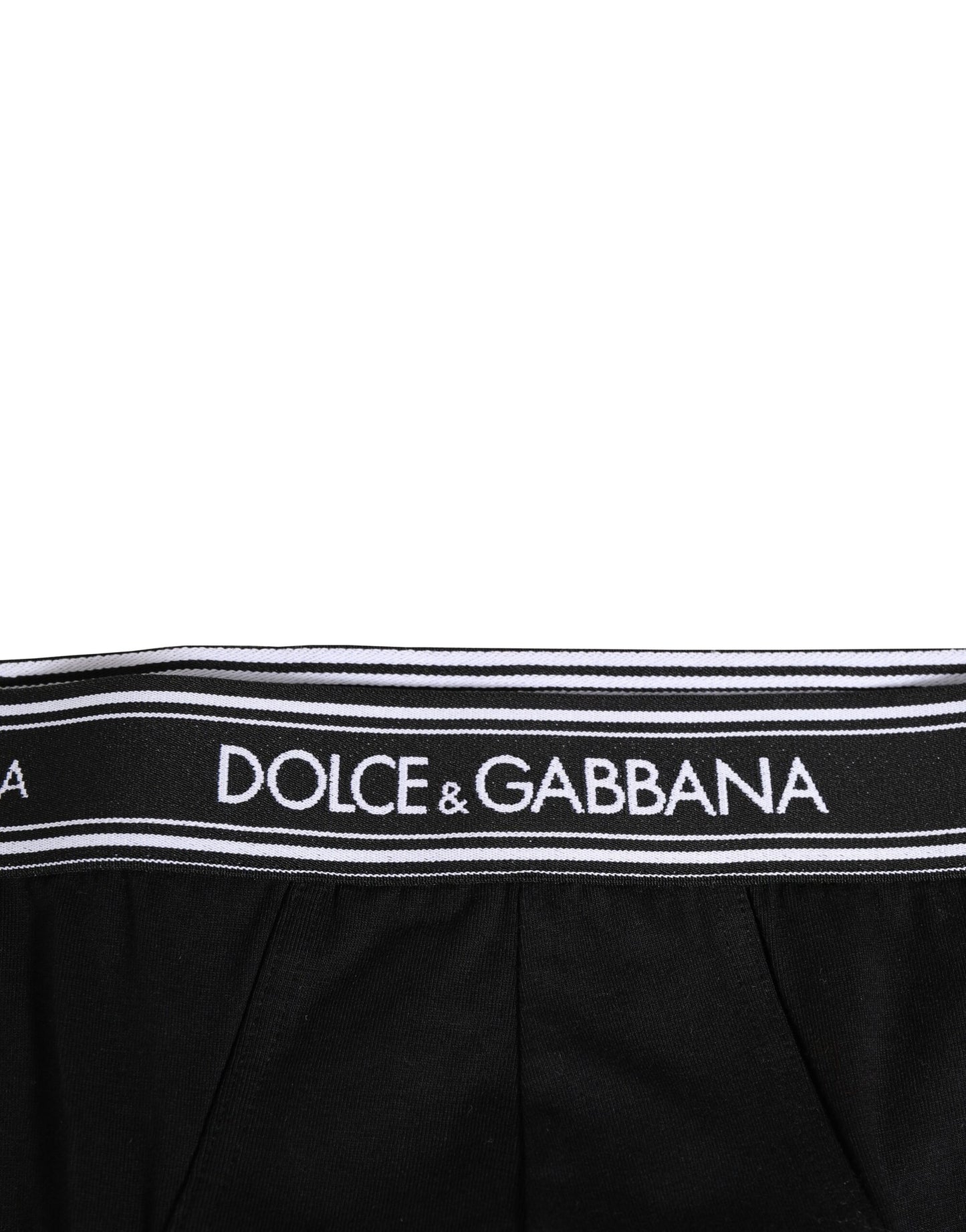 Black Cotton Stretch Logo Print Brief Underwear