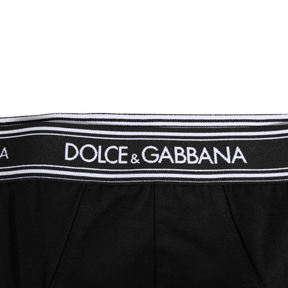 Black Cotton Stretch Logo Print Brief Underwear