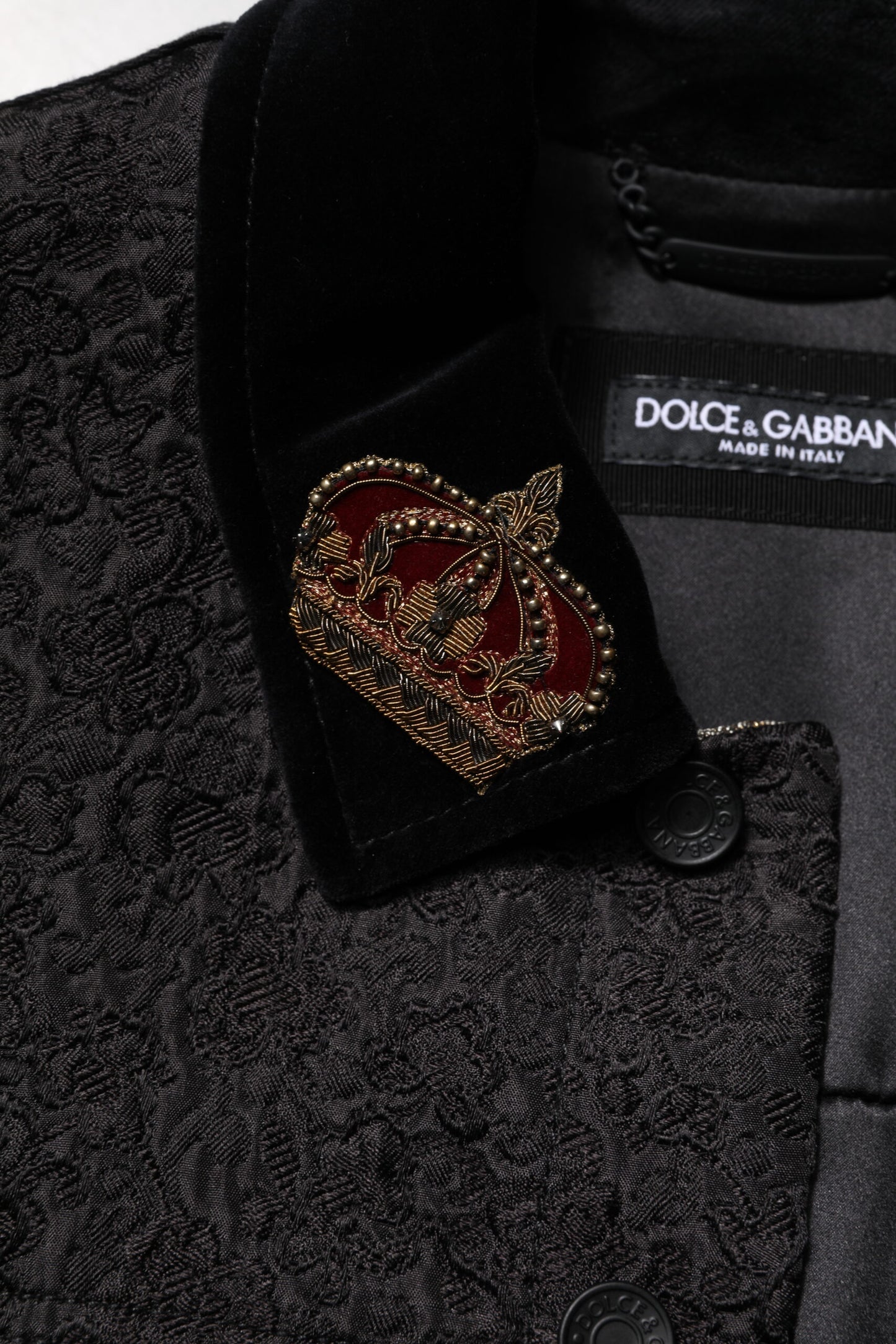 Black Gold Floral Jacquard Men Biker Jacket