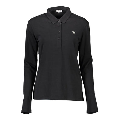 Black Cotton Women Polo Shirt