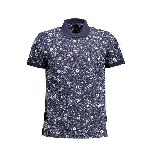 Blue Cotton Men Polo Shirt